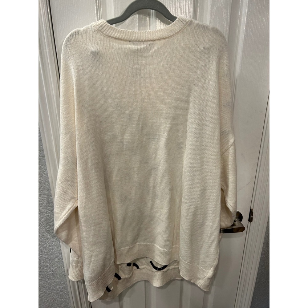 Lane Bryant Sweater Ivory Black Cable Knit Dash Pattern Pullover 26/28 NEW - Picture 5 of 6